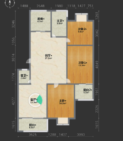 华泰星城(北区) 3室2厅1卫113.0㎡