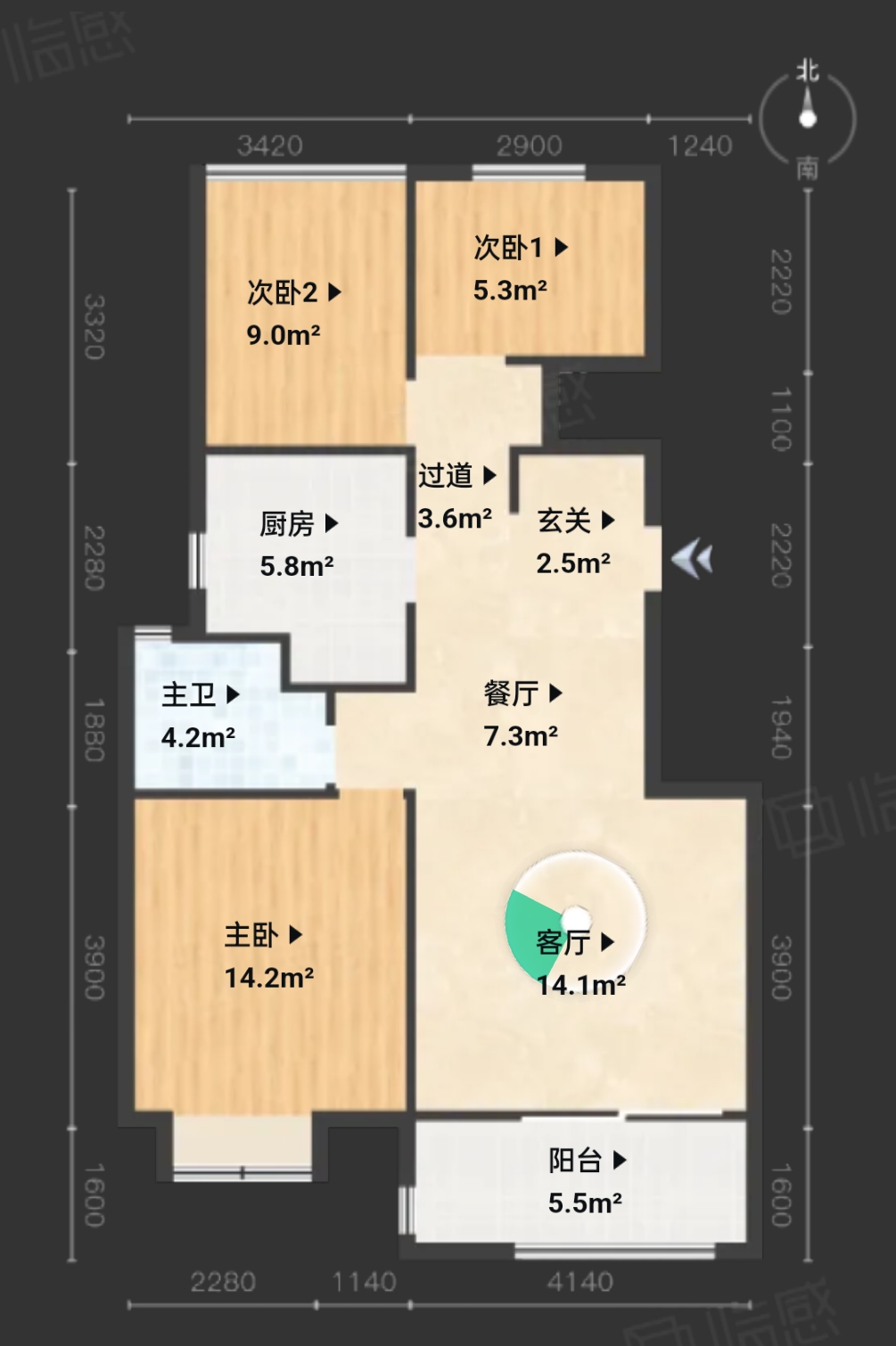 富力御官山(三期东区) 3室2厅1卫88.0㎡