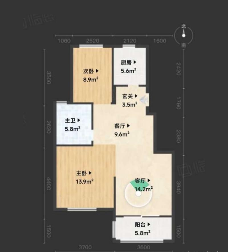 芦园北区 2室2厅1卫81.0㎡