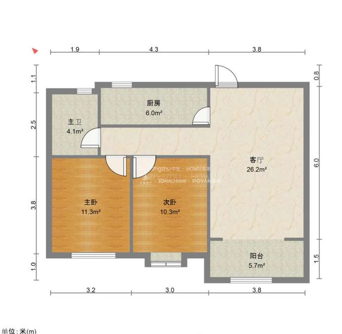 整租·建筑大学 中建凤栖第 2室2厅 南北